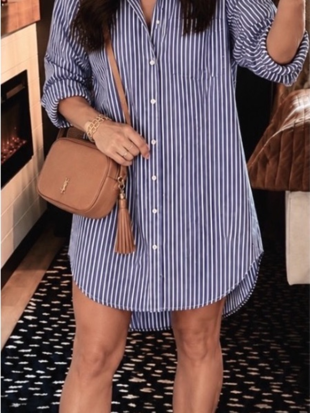 Ralph Lauren Striped Blue Button-Up Shirt Dress (dress only for sale) - Picture 2 of 4
